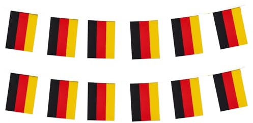 Bandiera della Germania, bandiera della Germania, colore brillante, in poliestere resistente, 9 m, 30 bandiere per scuola, giardino, festival, decorazioni per interni ed esterni per feste tedesche