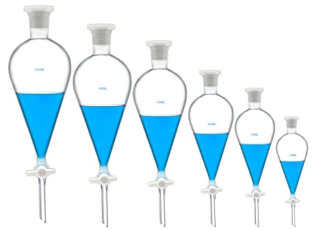 Imbuto separatore conico da parete in vetro borosilicato, 60 ml, 125 ml, 250 ml, 500 ml, 1000 ml, 1000mL, 1000 ml., 1