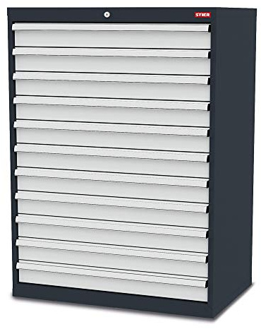 STIER Schubladenschrank mit 11 Schubladen BxTxH 900x575x1220 mm