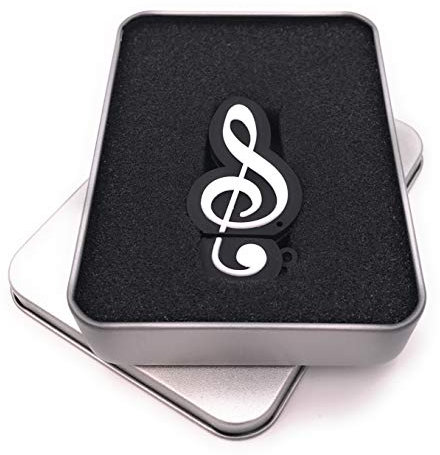 Onwomania Memoria USB 3.0 de 128 GB para notas musicales, en caja de regalo de aluminio, color negro