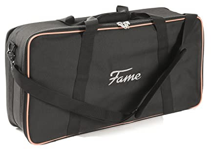 Fame Premium Medium Pedalboard Tasche, Wetterfest, Gepolstert, Effektgeräte Tragetasche, Rucksackgarnitur, Zubehörfach, Stabil, Oxford Black, Innenmaße 540x360x140mm
