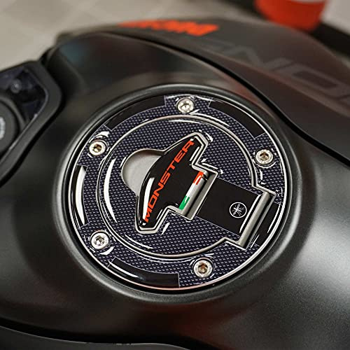 LABELBIKE 3D Motorrad Tankdeckelaufkleber kompatibel mit Ducati | Monster 620, 800, S2R 800, S2R 1000, S4, S4R, S4RS, 695, 821, 1200S, 1200R, 797, 937, Harzschutz, Kratzfest, Dekoration