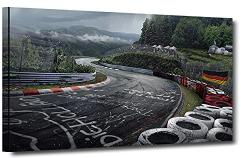 ZHONGYUTONG Nürburgring Rallye Straße Kunstdruck mit Rahmen Sportwagen Rennstrecke Poster Leinwand Malerei Landschaft Wandbild für Wohnzimmer Wohnkultur (20x40cm)