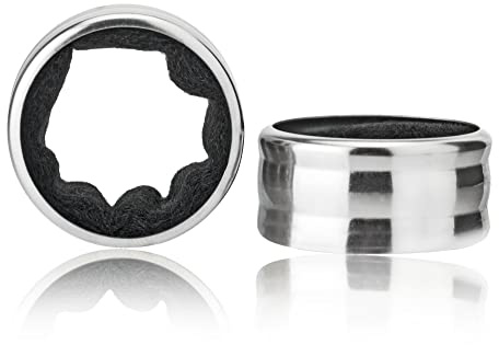 Qpractiko | Tropfschutz 2er Set | Silber, Edelstahl, 4 x 1,8 cm, leicht | Saugfähiger Filz, einfache Handhabung, kompakt | Verhindert Flecken, geeignet für Weinliebhaber