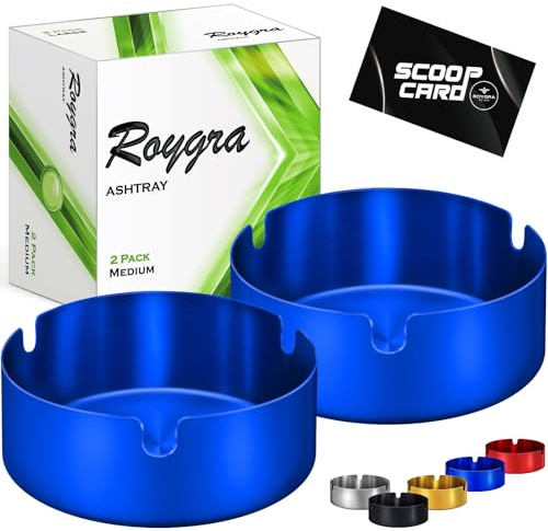 roygra Ash Tray (2 Pack), Outdoor Ashtray for Outside Patio with 3 Holders