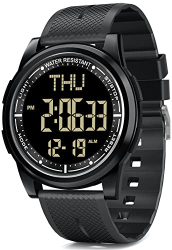 WIFORT Digital Herren Damen Uhren 5 ATM Wasserdicht Sport Armbanduhr mit Wecker Stoppuhr Countdown Duale Zeitzone, Ultradünn Weitwinkel Anzeige Digitaluhr für Jungen Mädchen
