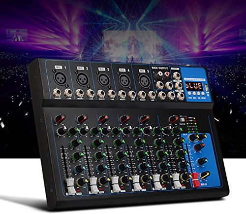 HODAGES Mixer DJ Professionale a 7 canali, Mixer Audio da palco per Karaoke Mini Mixer Audio USB Console di missaggio Audio per Party Studio