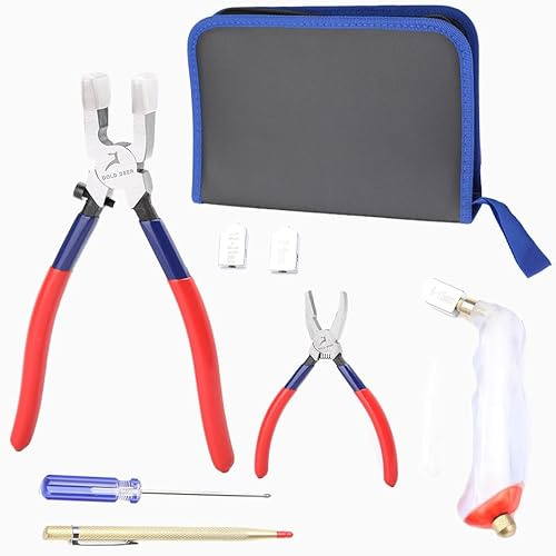 GOLD DEER Heavy Duty Glass Cutting Pliers Tools Kit - Breaker, Grozer, Scribe - Ideal for Stained Glass Work