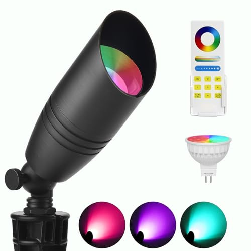 iYogaled RGB Low Voltage Landscape Lights, LED Outdoor Landscape Lighting with Ground Stake,Color Changing 12V Outdoor Spot Lights,Waterproof Up Lights for Garden Yard