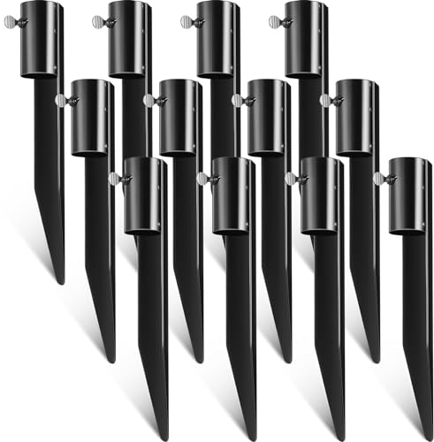 Gisafai 12 pali per luci esterne per torcia, 27 cm, paletti in metallo per luci solari, picchetto di ricambio per pali indipendenti, canne da pesca, aste da pesca, aste da bandiera, nero