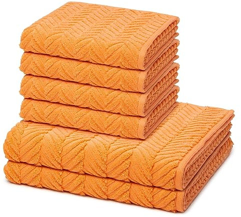 Ross - 6 teiliges Frottier-Set - Sensual Skin - Zopf-Muster (4 X Handtuch 2 X Duschtuch im Set) - 500 g/m2 - Baumwolle - Walkfrottee - saugstark - weich und flauschig - Ginster