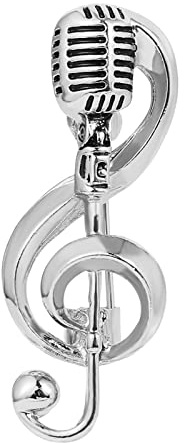 FEYLIE Mikrofon-Brosche, für kreative Mikrofon-Brosche, Musiknoten, Emaille, Legierung, Tasche, Kleidung, Anstecknadel, Schmuck, Dekoration, Geschenk für Damen, Herren, Jungen, G