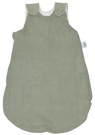 pic Bear Premium Babyschlafsack aus Jersey-Baumwolle – Atmungsaktiv, Mitwachsend und für Ganzjahres-Nutzung mit verstellbaren Größen (Kord frosty green, 50/56)