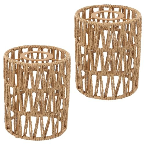 2 Piezas Pantalla de Lámpara de Ratán Natural,Lámpara Boho Colgante y de Pie,Pantalla de Lámpara Colgante,Lámparas de Mimbre Colgantes,Lámparas Colgantes,Lámpara de Techo,Pantalla de Repuesto Ø12cm
