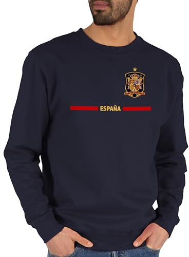 Sweater Pullover Sweatshirt Herren Damen - Fußball EM WM - Spanisches Trikot Wappen | España mit Stolz | Spanien Fan-Motiv - S - Dunkelblau - europameisterschaft spain fussball espana fu ball