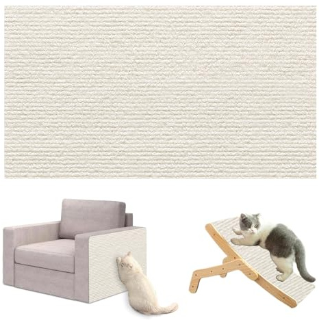 Uixxducc Selbstklebend Kratzmatte Katze, DIY Geschnitten Katze Kratzteppich für Sofa Wand Möbelschutz Kratzschutz Climbing Cat Scratcher Mat Tape Kratzpads (60x100cm,Weiß)
