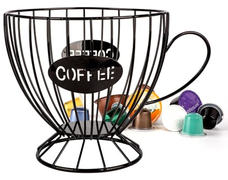 Guolich Panier à Capsules Café,Organisateur de Dosettes de café K et Expresso de pour Comptoir, Panier de Rangement pour Capsules de Café pour Comptoir, Maison, Bureau(Tasse à thé Noir)