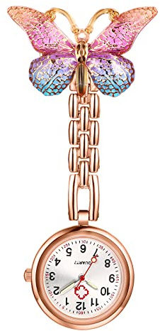 OIDEA Krankenschwesteruhr für Damen, Tasche: Taschenuhren mit Anstecknadel, arabische Ziffern, Quarz, Schmetterling, Arzt, Arbeit, Geschenk zum Tag der Krankenschwestern, Farbe 4