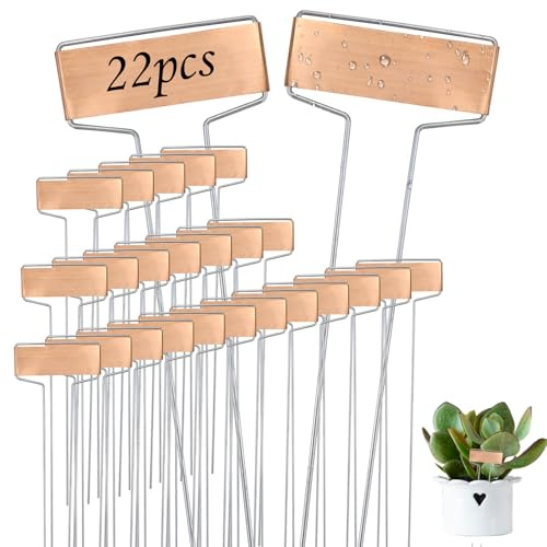22 Pcs 25.5CM Tall Copper Plant Labels Metal Garden Markers Tags Outdoor Plant Signs for Vegetables Flowers Herbs Potted Plants