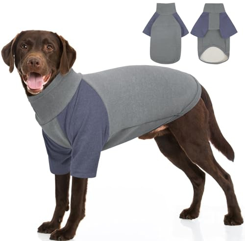 OUOBOB Hundemantel mit Rollkragenpullover, dehnbarer Pullover, weicher Mantel für kaltes Wetter, Fleece-Weste für große Hunde, Rollkragen-Strick-Sweatshirt, Größe XXL