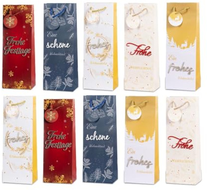 Laro Premium Line Weinflaschentüten Geschenktüten Weihnachten/3d-Schriftzug 10/20/40/100stk Größe: H36x B13x T8,5x cm Flaschentüte, Anzahl:100, Muster Tüten:Weihnachten 3d Schriftzug