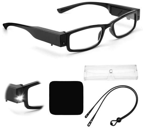 HENGBIRD Lesebrille mit Licht 300°, 250% VergrößErn Brille mit Licht, Lupenbrille mit Licht Testsieger Led, Lupenbrille für BrillenträGer, Lesebrillen Herren, Reading Glasses für Senioren Lesen