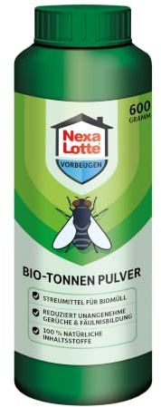 Nexa Lotte Bio-Tonnen Pulver 600 g gegen Gerüche & Maden in der Biotonne | Reduziert Gerüche | Für kompostierbare Abfälle | Bindet Feuchtigkeit