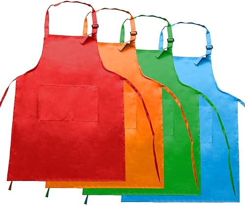 JRSHIRLEYLTD Set de 4 tabliers, tabliers d'artistes pratiques, tablier de cuisine réglable avec poche mit cuisiner, peindre, faire de la pâtisserie, les adolescents, Jugendliche, Enthusiasten