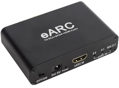 XUMIUZIY Estrattore audio HDMI eARC ARC, estrattore audio da HDMI a ottico/coassiale a 24bit 192KHz eARC/ARC, convertitore audio da HDMI ARC a R CA analogico 3,5 mm L/R stereo, per TV