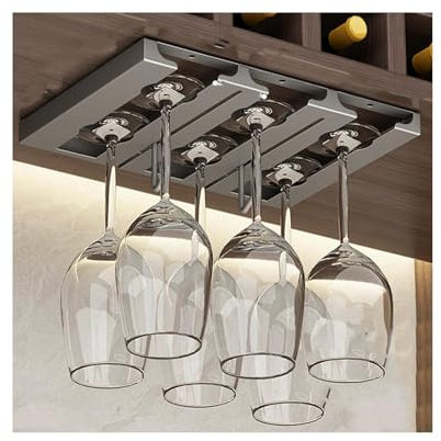 NJDQFA Edelstahl Weinglashalter, Gläserhalterung, Aufhängen Weingläser Halter, Gläserschiene Halter für Bar Küche,(D) 32 * 23cm/12.6 * 9.1″