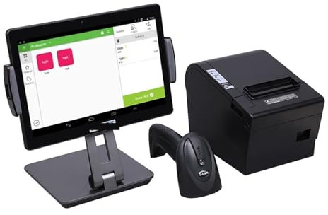 Registrierkasse, 10-Zoll-POS-Kassensystem mit Tablet, Halterung, Drucker und Scanner for e Point-of-Sale mit Software
