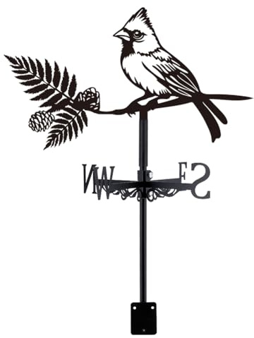 SUPERDANT Wetterhahn Vogel Wetterhahn Fürs Dach Nordkardinal Wetterfahne Vogel Auf AST Wetterfahne Schuppen Schwarzer Wetterfahnen Für Bauernhaus Hof Bauernhof Schuppen Garten Außenbereich Dach