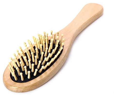RUHEN Peine de Madera de tamaño Mediano, Cepillo de bambú Natural para el Cabello, masajeador, Herramienta de Goma Negra para el Cuidado del Cabello.