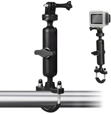 xiruiubao Soporte para Cámaras de Acción, Soporte de Bicicleta/Motocicleta para Deportiva Camara, Ajustable y Rotación de 360°, Soporte Universal de Manillar para Go Pros, Cámaras Digitales y SLR