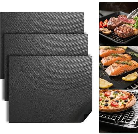 Storystore 3 Stk Dauerbackfolie für Backofen, 50x40cm Antihaft Backmatte | Backpapier Wiederverwendbar für Gas, Elektro & Umluft Backofen, Grillmatte für Gasgrill BPA-frei, Ofenboden & Grill Schutz