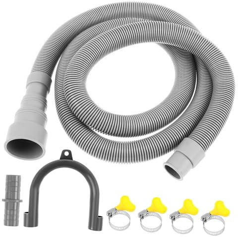 SHINEOFI Long Washing Machine Drain Hose Kit Flexible Drain Hose Replacement for Washing Machine Dishwasher Sink Ac Units Easy Installation Adapters Clamps