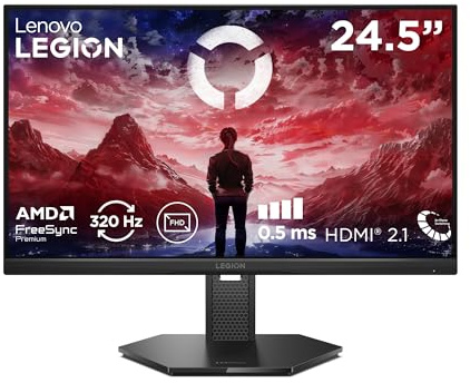 Lenovo Legion 25-10 - Écran Gaming Pro 24.5'' FHD (IPS Panel, 320Hz, 0.5ms MPRT, HDMI 2.1, DP 1.4, Câble DP, AMD FreeSync Premium) Réglage en Inclinaison/Hauteur/Rotation/Pivot - Noir