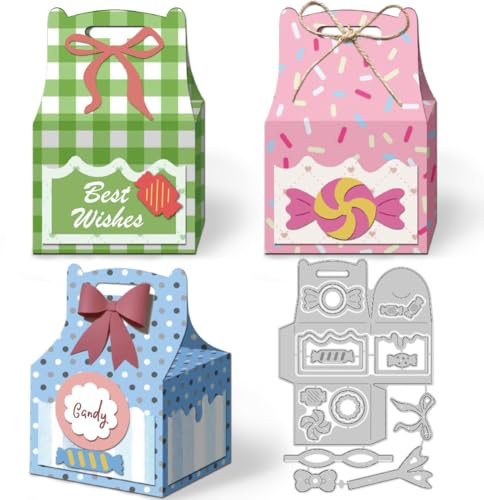 DELORIGIN 3D Stanzformen Für Süßigkeiten Geschenkboxen Kartenherstellung Metall Stanzschablonen Scrapbooking Prägeschablonen Stanzformen Zubehör Für DIY Basteln Fotoalben Geschenkgrüße Dekoration