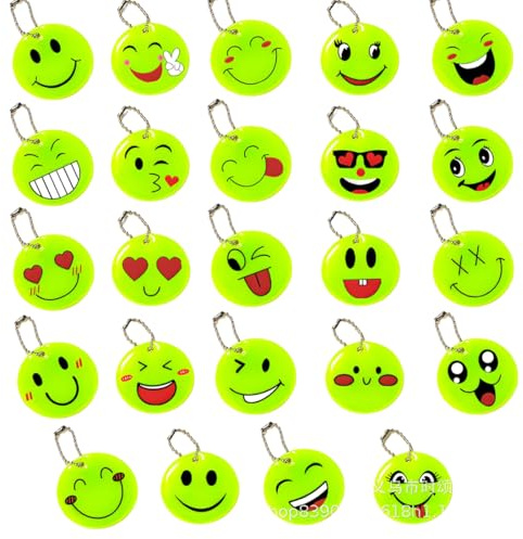 OIXEY 20 Pièces Smiley Réflecteurs Magnétiques, Réflecteur Magnétique Pour Enfant Pour Enfants, Cartable, Vêtements, Poussettes Et Chiens, Réflecteur, Pendentif Lumineux Chien