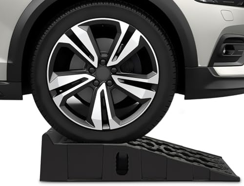 JJsdwin Rampas de plástico para coche, 2 rampas de garaje de alto rendimiento para bordillos, altura de elevación 17 cm, ancho de trabajo 24,5 cm, capacidad de carga: 7257,48 kg