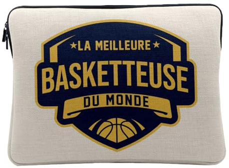 Linen Look Laptop Sleeve – The World's Best Basketball Player Sports Basketball – 14-15 Inches Protective Laptop Sleeve Printed in France