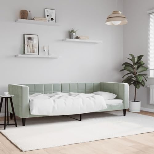 YuuSsea Tagesbett Hellgrau 80x200 cm, Samt-Bezug, 2-in-1 Schlafsofa für Gästezimmer, Robustes Metall-Massivholz-Gestell, Modernes Design, Komfortable Polsterung