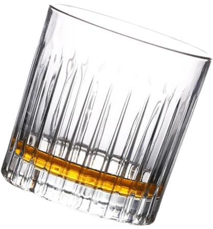 DECHOUS Bicchieri da Whisky Classici in Vetro Trasparente Design a Righe Verticali, Alta Trasmittanza e Durata Prolungata, per Attività All'aperto e Viaggi