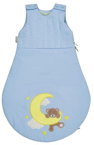 Sterntaler Babyschlafsack 62/68 cm Bär Bo, leichter Schlafsack mit Applikation, Singlejersey-Futter, Wattierung, Zwei-Wege-Reißverschluss, Mesheinsatz, eisblau, 1,50 TOG, Größe 68