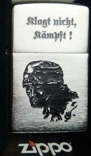 Zippo Klagt Nicht kämpft Wkii Fallschirmjäger - Satin Finish - Diamantgravur Sturmfeuerzeug, Chrom, Silber, cm, 5.8 x 3.8 x 1.8 cm, 1 Einheiten
