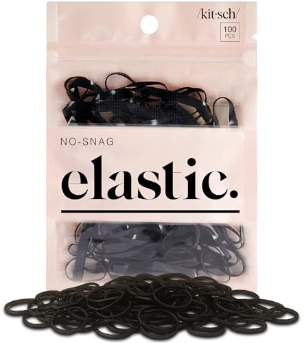 Kitsch Pro No Snag Mini Gummy Elastic Hair Bands For Hair Styling, Braids, Ponytails, Hair Ties for Toddlers, 100 Pcs in a Pack (100 Count (1 Pack), Black)