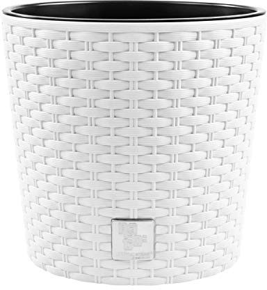 PAFEN Blumentopf RATTO Rattan-Optik Kunststoff Topf Blumenkübel inkl. Einsatz Übertopf weiß ⌀40cm