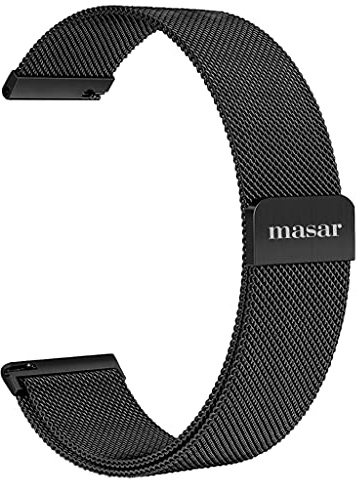 masar 20mm Schwarz Magnetarmband Milanese Mesh Multibrand uhrenarmband Magnetisches, Armbanduhr, Magnetarmbänder, Magnetverschluss 20 mm MAG Black