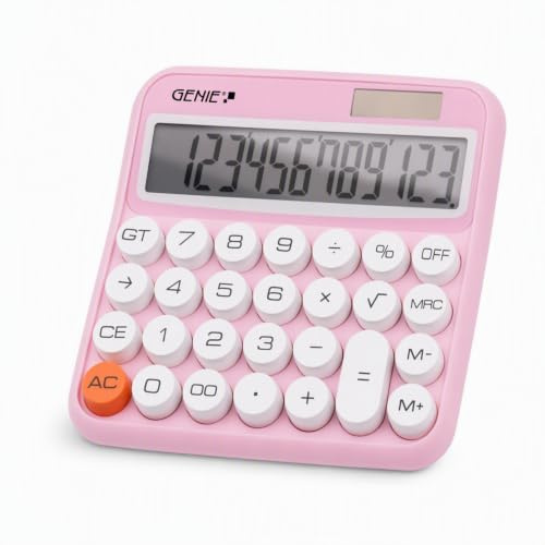 GENIE 612 Tischrechner, Solar & Batterie, 12-stelliger Taschenrechner | Komfortable Bedienung mit großem Display sowie Prozent- und Wurzelfunktion für zahlreiche Anwendungen