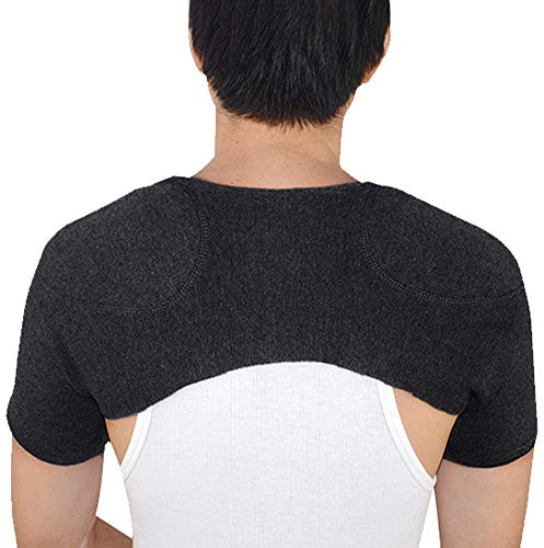 ITODA Knitted Double Shoulder Warm Compression Sleeve Wrap Recovery Office Home Knit Cashmere Guard for Rotator Cuff Shoulder Chronic Tendonitis Pain Relief